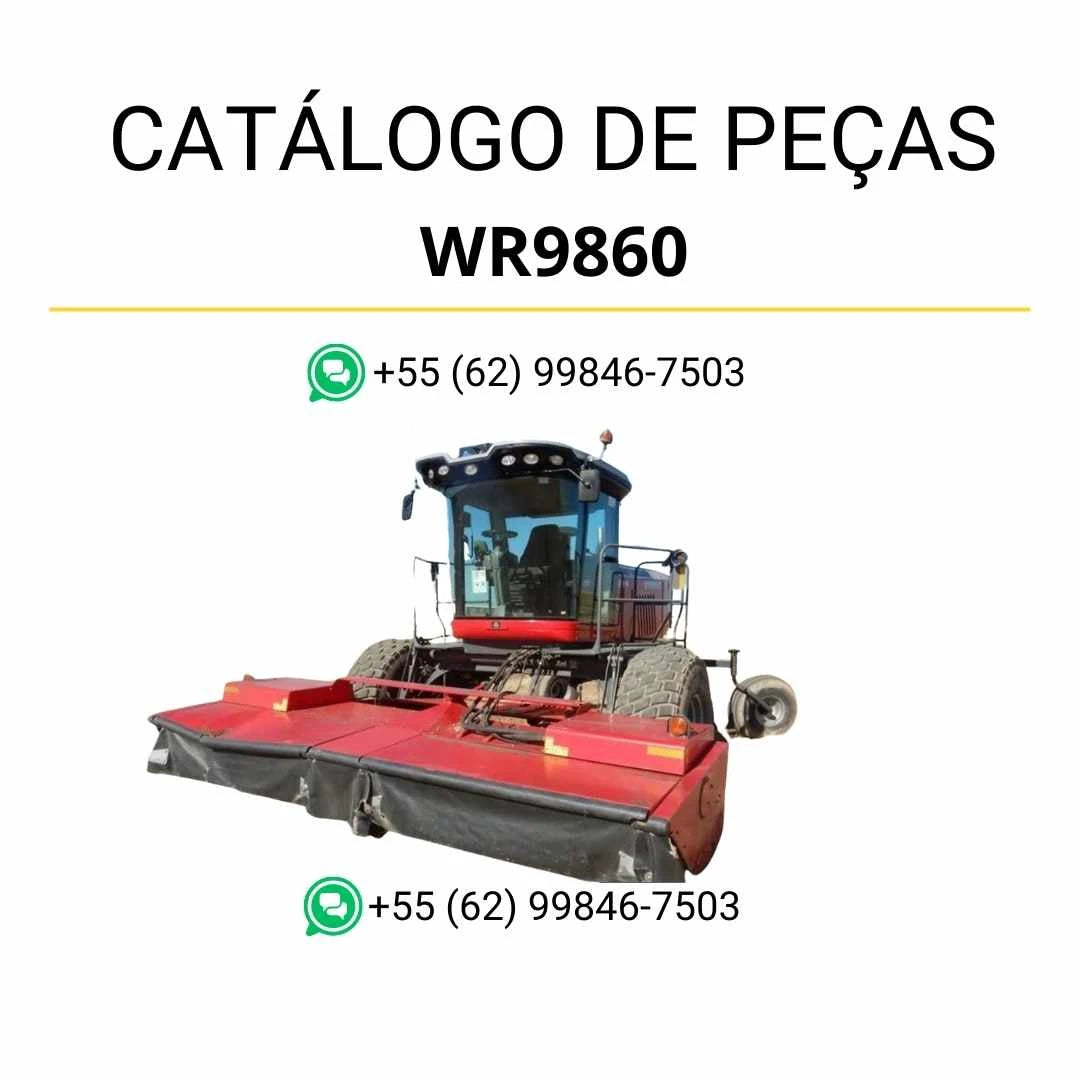 Catálogo de peças PDF Massey Ferguson WR9870 Windrower para trator, incluindo diagramas e lista detalhada de componentes originais.