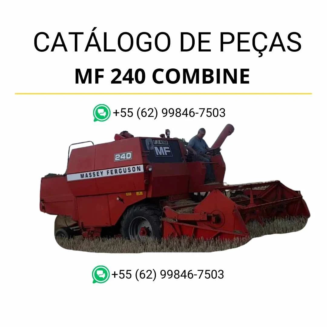Catálogo de peças Massey Ferguson MF 240 para trator em PDF, com ilustrações técnicas completas e identificação detalhada dos componentes originais.