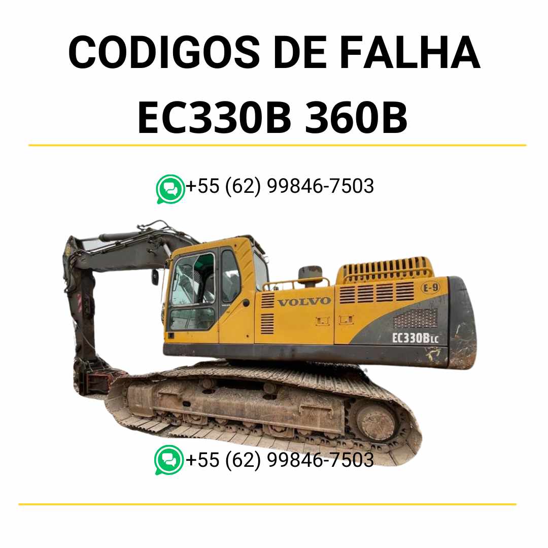 Códigos de falha para escavadoras Volvo EC330B e EC360B em PDF, guia técnico completo com diagnóstico e soluções para reparo eficiente