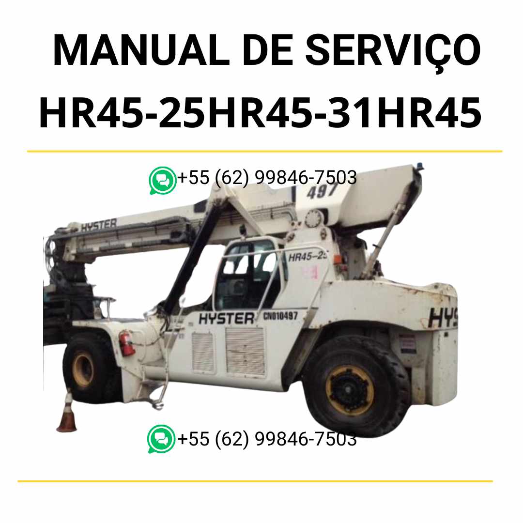 Diagramas de peças Hyster HR45-25, HR45-31 e HR45-40S em PDF com vistas explodidas e códigos originais de componentes da empilhadeira.