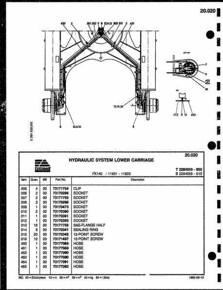 catalago de pecas escavadeiras FX140LC fiat allis