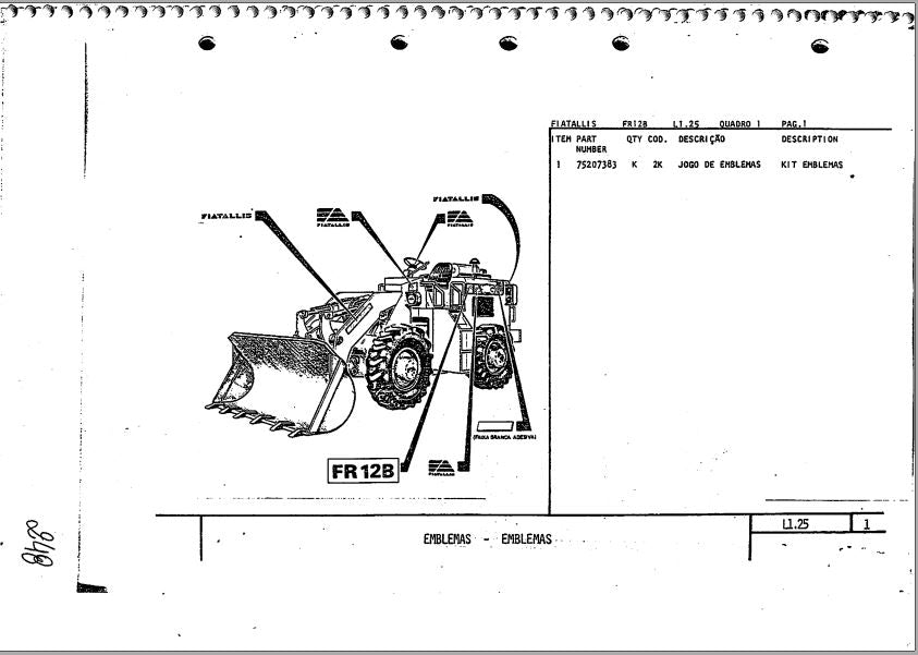 Catalogo de Peças Pa Carregadeira FR12B Fiat allis
