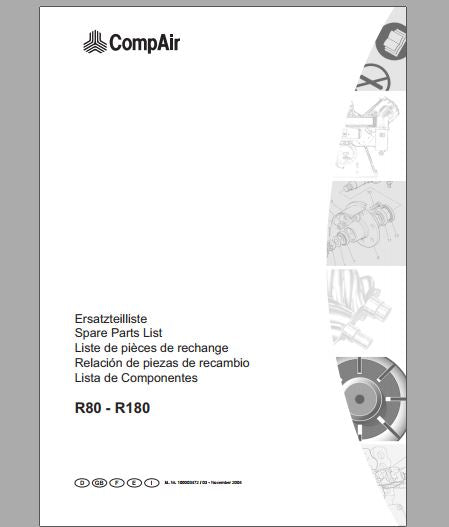 CATALOGO DE PEÇAS PDF COMPRESSOR R80 R180 - COMPAIR