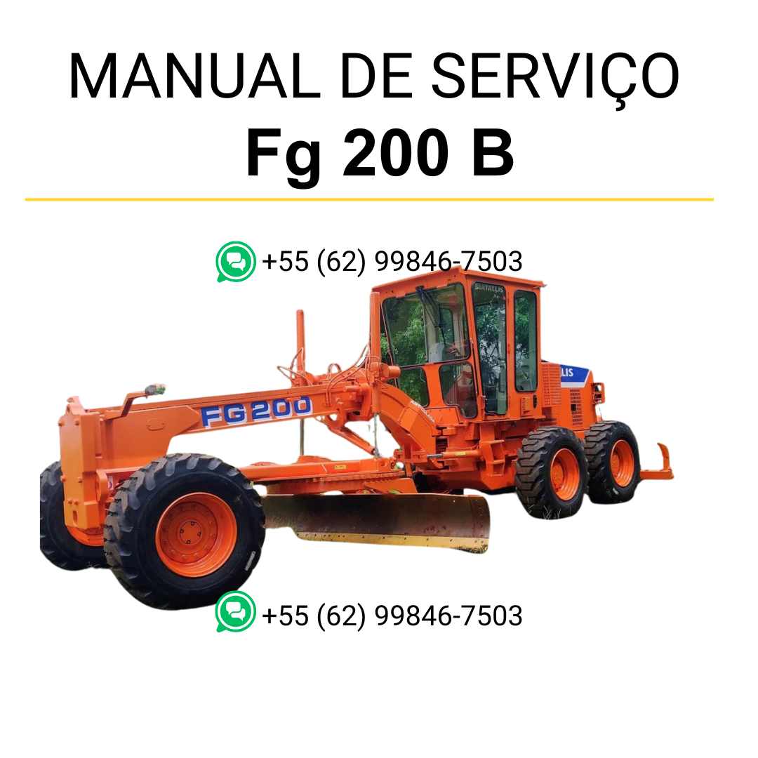 Manual de operação Fiatallis FG 200 B motoniveladora em PDF com instruções detalhadas de uso, manutenção preventiva e ajustes técnicos