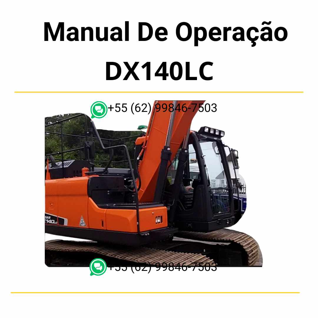 Manual de operação e manutenção em PDF do escavador hidráulico Doosan DX140LC com orientações detalhadas de uso, segurança e manutenção preventiva