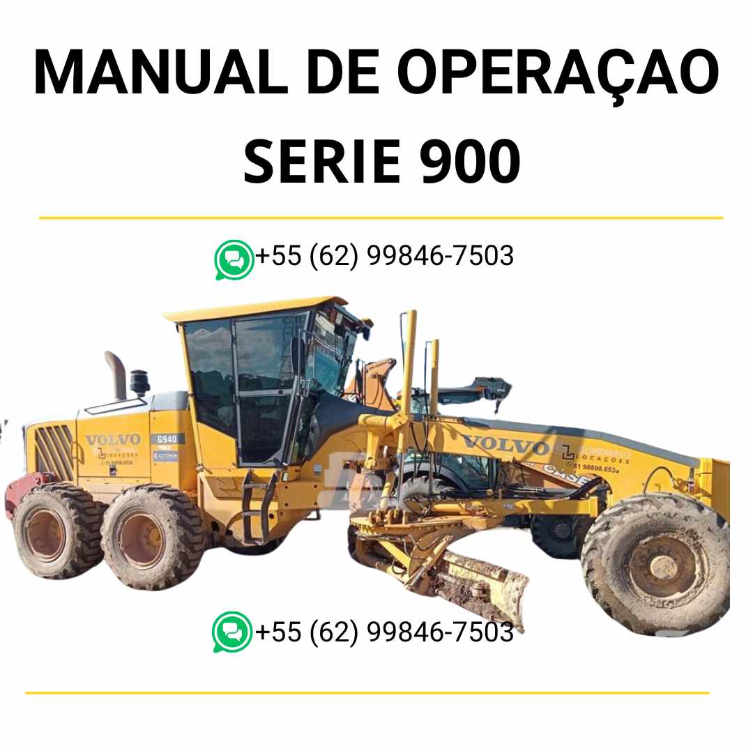 Manual de operação da motoniveladora Volvo Série 900 em PDF, com instruções técnicas de uso, manutenção preventiva e orientações de segurança