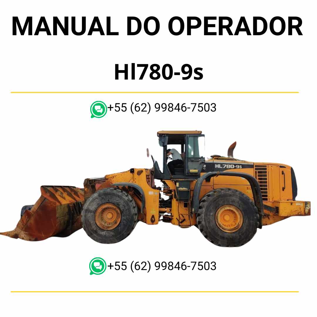 Manual do operador Hyundai HL780-9S pá carregadeira em PDF com instruções de operação, segurança e guia de manutenção completa