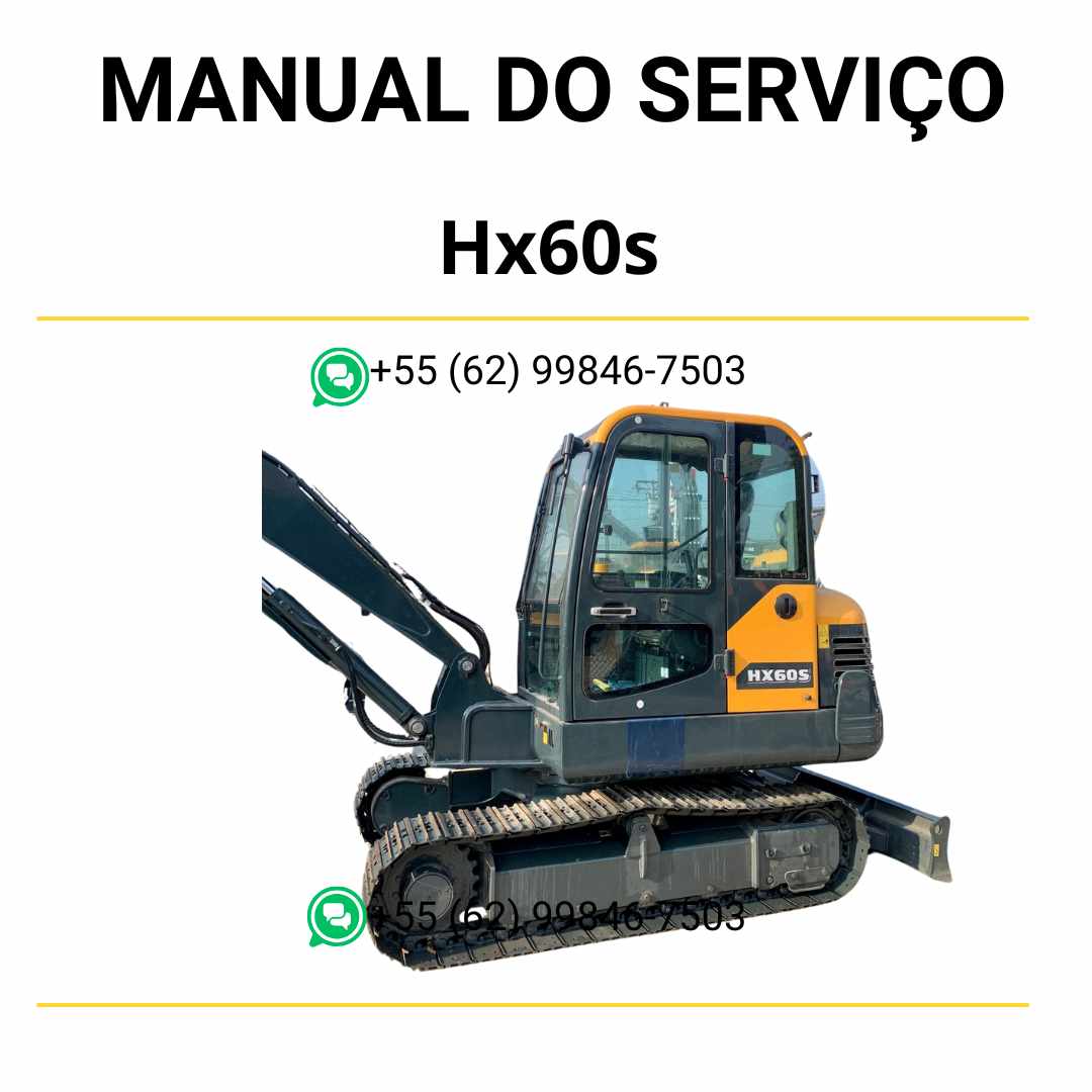 Manual do operador Hyundai HX60S escavadeira em PDF com guia completo de operação, recomendações de segurança e manutenção