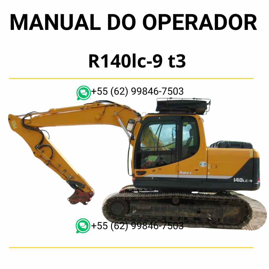 Manual do operador Hyundai R140LC-9 (T3) escavadeira em PDF com instruções completas de operação, segurança e manutenção diária