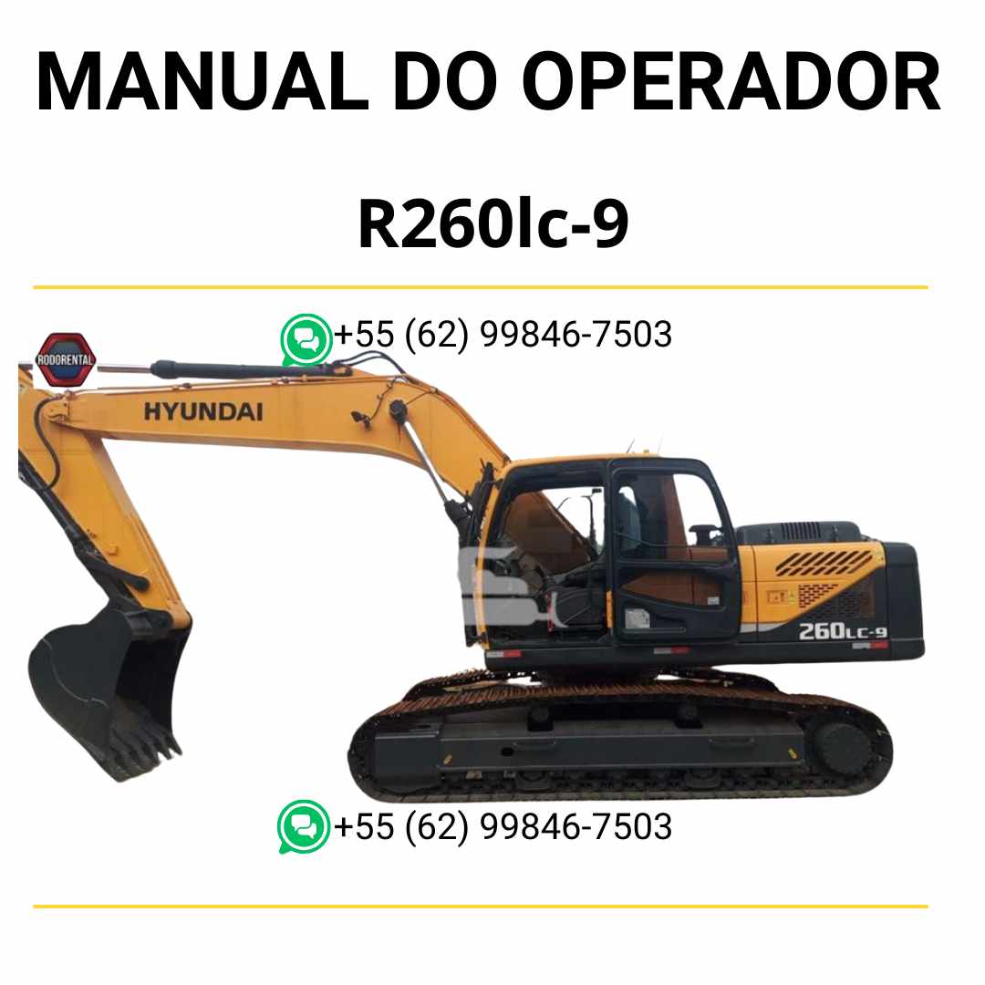 Manual do operador Hyundai R260LC-9 escavadeira em PDF, guia prático de operação com instruções detalhadas e recomendações de segurança