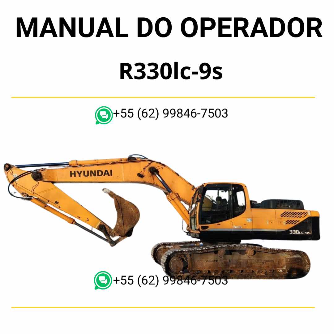 Manual do operador Hyundai R330LC-9S escavadeira em PDF, guia prático de operação com instruções detalhadas e recomendações de segurança