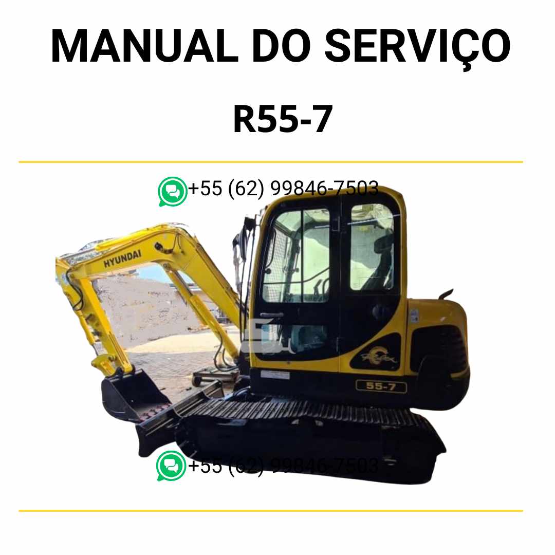 Manual do operador Hyundai R55-7 escavadeira em PDF, guia prático de operação com instruções detalhadas e recomendações de segurança
