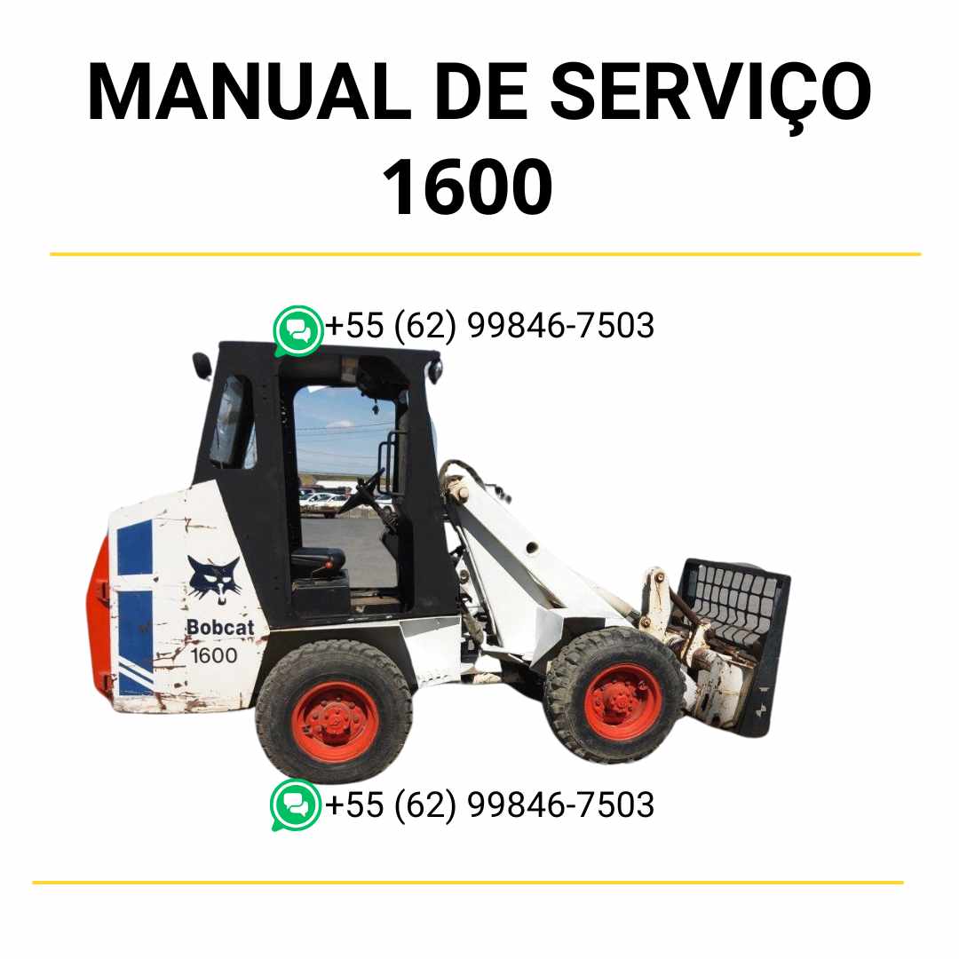 Manual de serviço Bobcat 1600 em PDF com orientações de manutenção, ajustes hidráulicos e ilustrações detalhadas para reparos