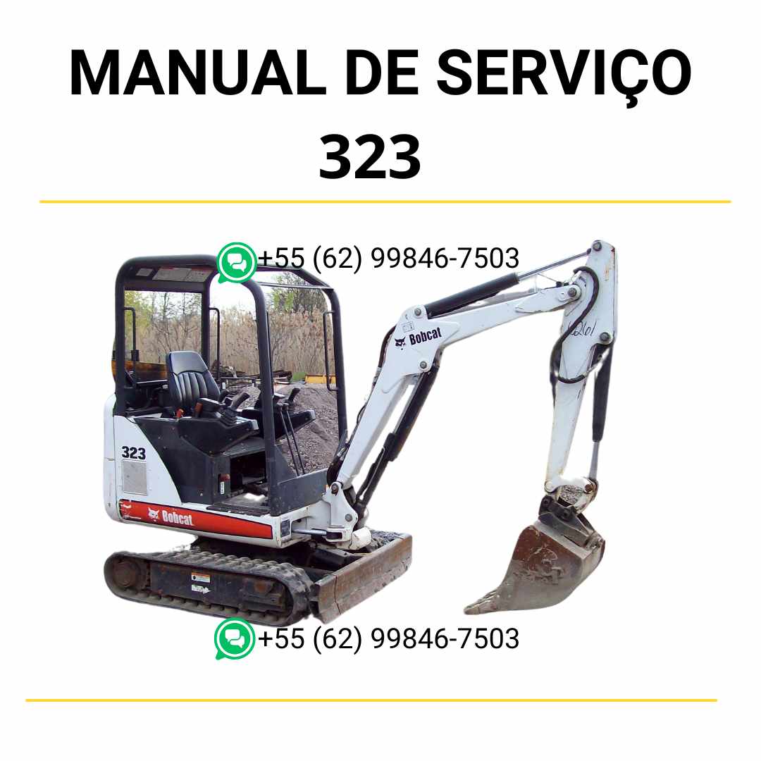 Manual de serviço Bobcat 323 em PDF com instruções detalhadas de manutenção, diagramas hidráulicos e informações técnicas completas