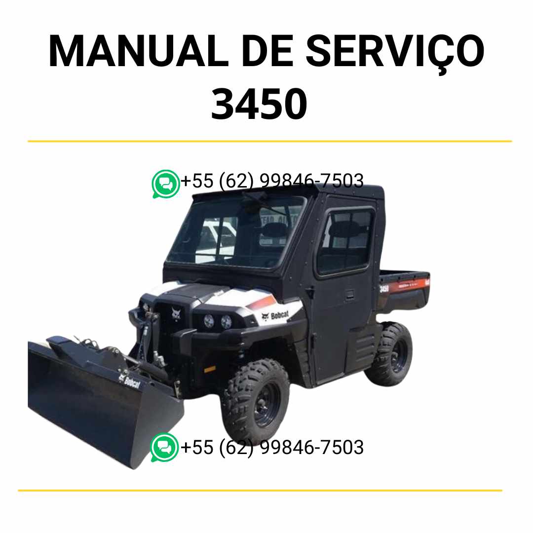 Manual de serviço Bobcat 3450 em PDF com instruções detalhadas de manutenção, diagnóstico e reparo do veículo utilitário.