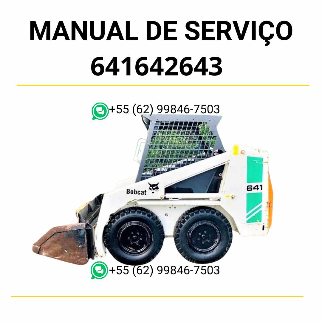 Manual de serviço Bobcat 641, 642 e 643 em PDF com ilustrações técnicas, manutenção detalhada e instruções de reparo profissional