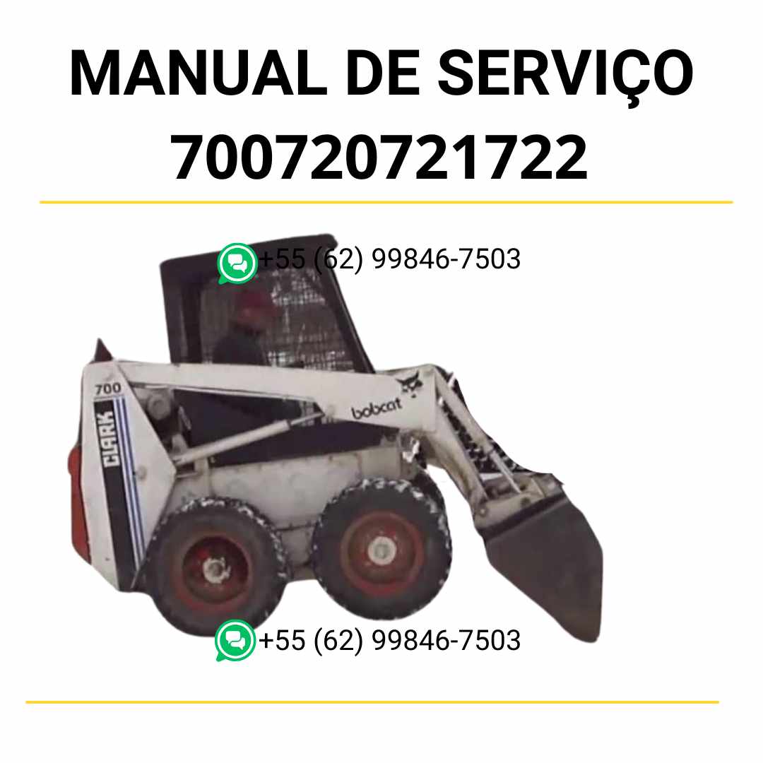 Manual de serviço Bobcat 700, 720, 721 e 722 em PDF com ilustrações técnicas, manutenção detalhada e instruções completas de reparo