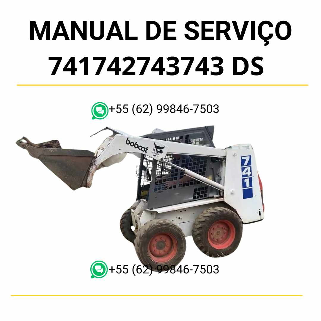 Manual de serviço Bobcat 741, 742, 743 e 743DS em PDF com ilustrações técnicas detalhadas e instruções completas de manutenção