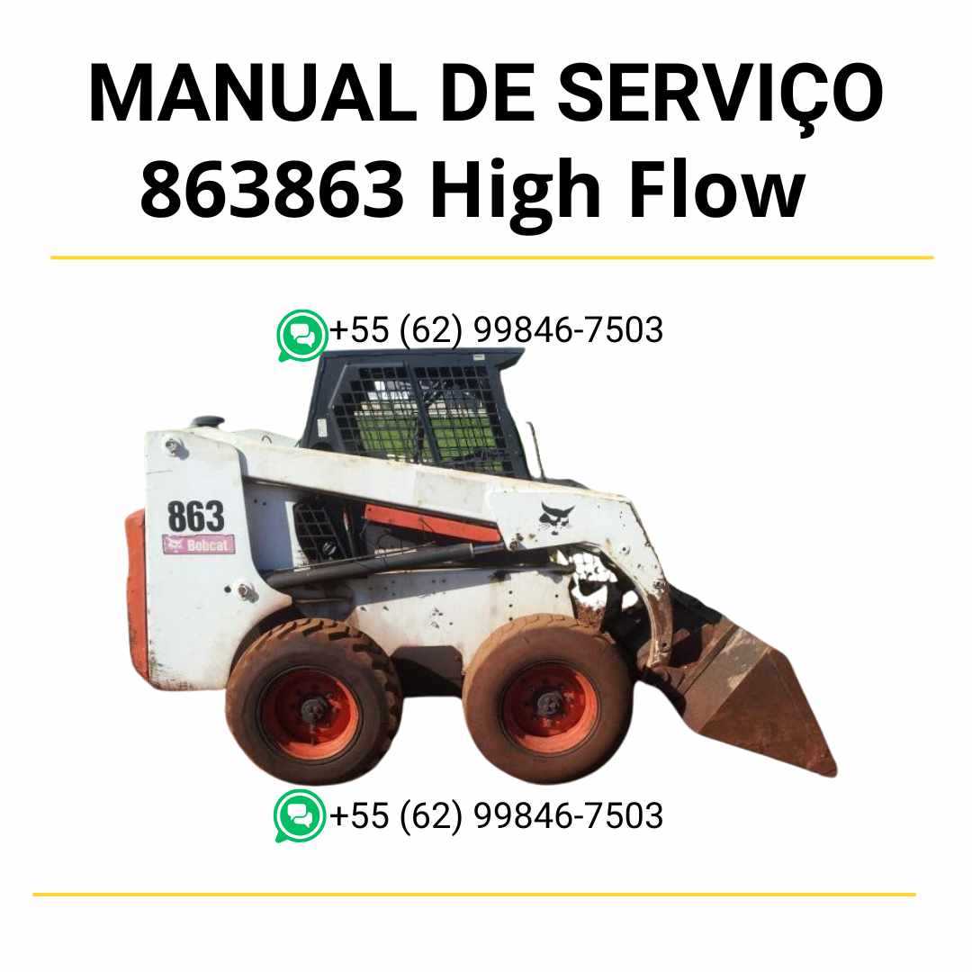 Manual de serviço Bobcat 863 e 863 High Flow em PDF com diagramas hidráulicos, instruções técnicas e guia completo de manutenção