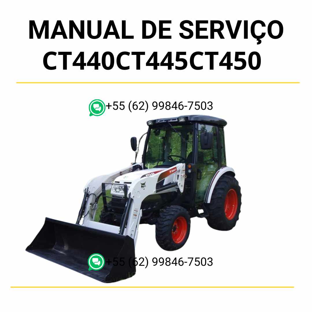 Manual de serviço Bobcat CT440, CT445 e CT450 trator compacto em PDF com guia completo de manutenção, reparos técnicos e diagramas ilustrativos