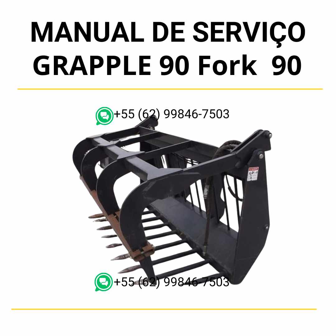 Manual de serviço Bobcat Grapple 90 Fork e 90 Bucket em PDF, guia completo de manutenção com instruções técnicas detalhadas e ilustrações