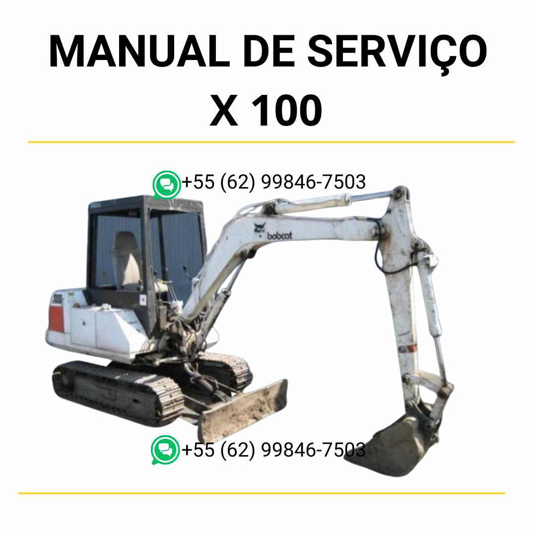 Manual de serviço Bobcat X100 escavadora hidráulica em PDF com instruções técnicas detalhadas para manutenção, reparos e ajustes completos