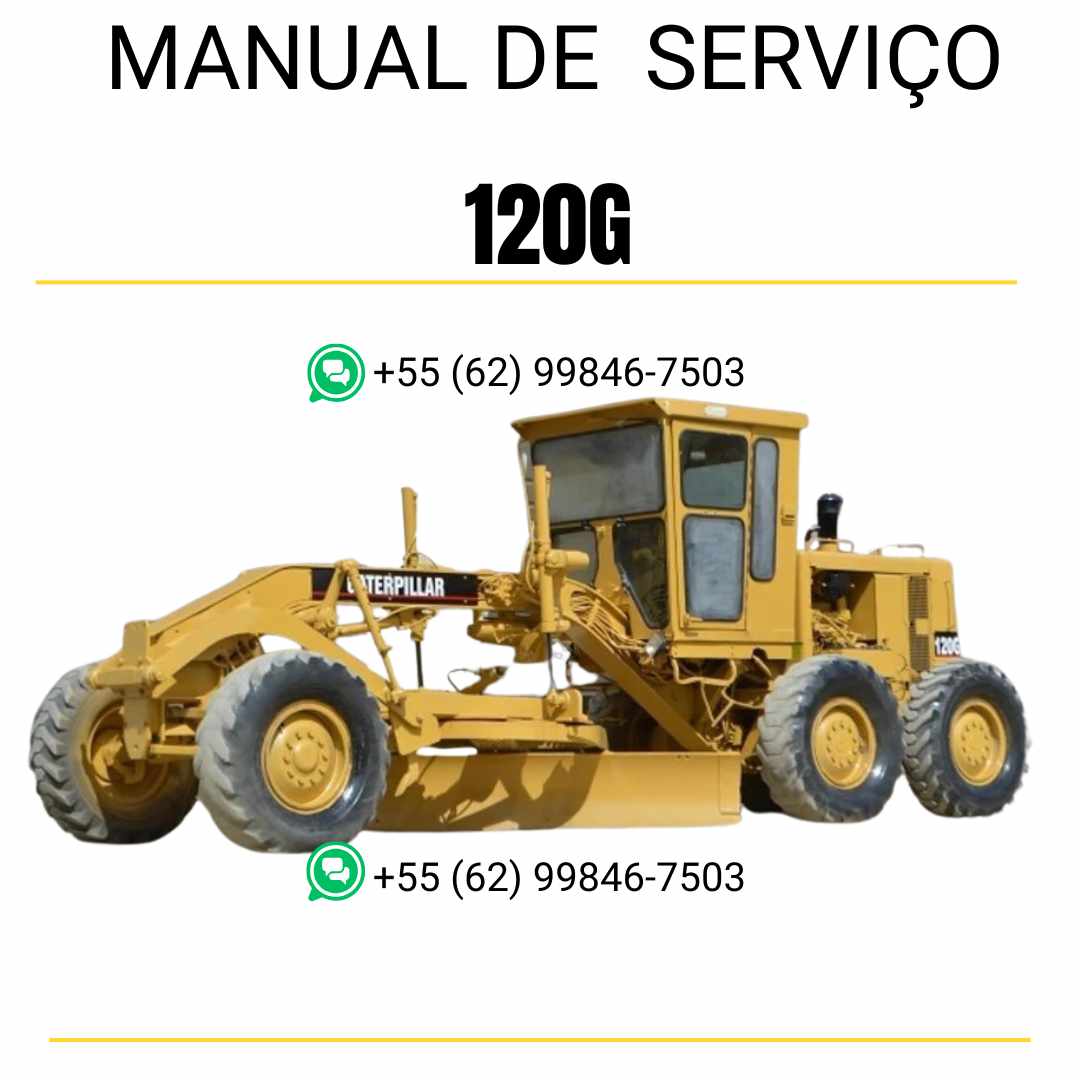 Manual de serviço em PDF da motoniveladora Caterpillar 120G, em português, com diagramas técnicos e instruções detalhadas de manutenção