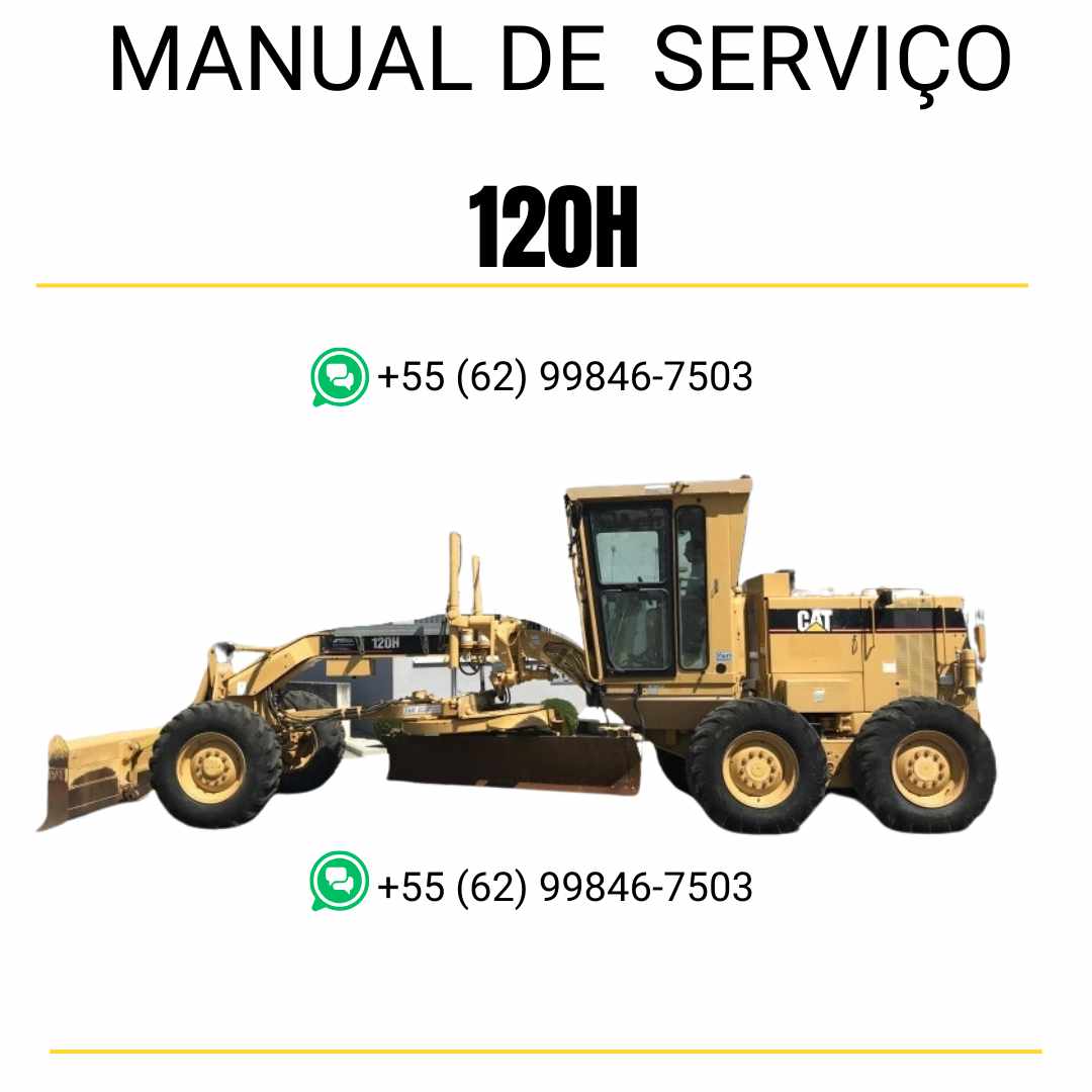 Manual de serviço Caterpillar 120H motoniveladora em PDF, com orientações detalhadas de manutenção e reparo.