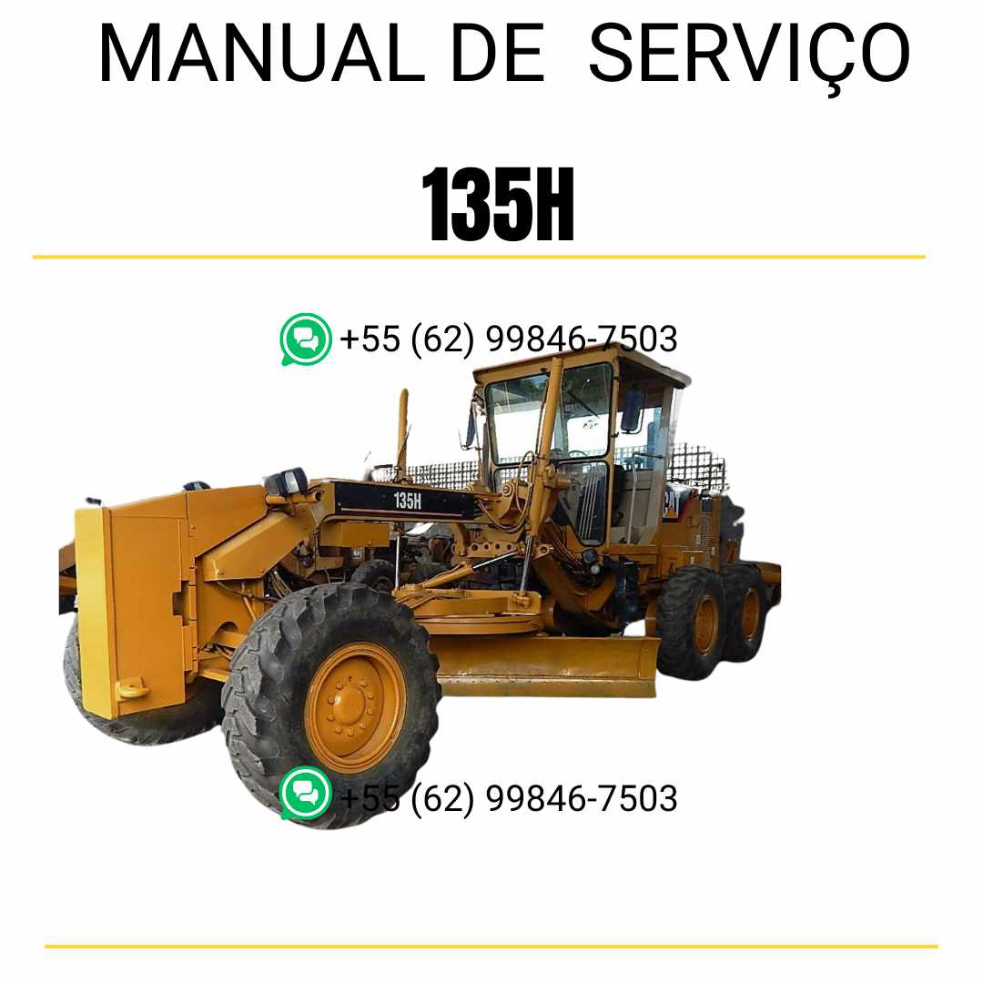 Manual de serviço Caterpillar 135H motoniveladora em PDF, com instruções detalhadas em português para manutenção e reparo.