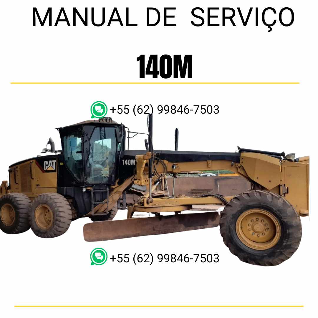 Manual de serviço Caterpillar 140M motoniveladora em PDF, com instruções detalhadas em português para manutenção e reparo.