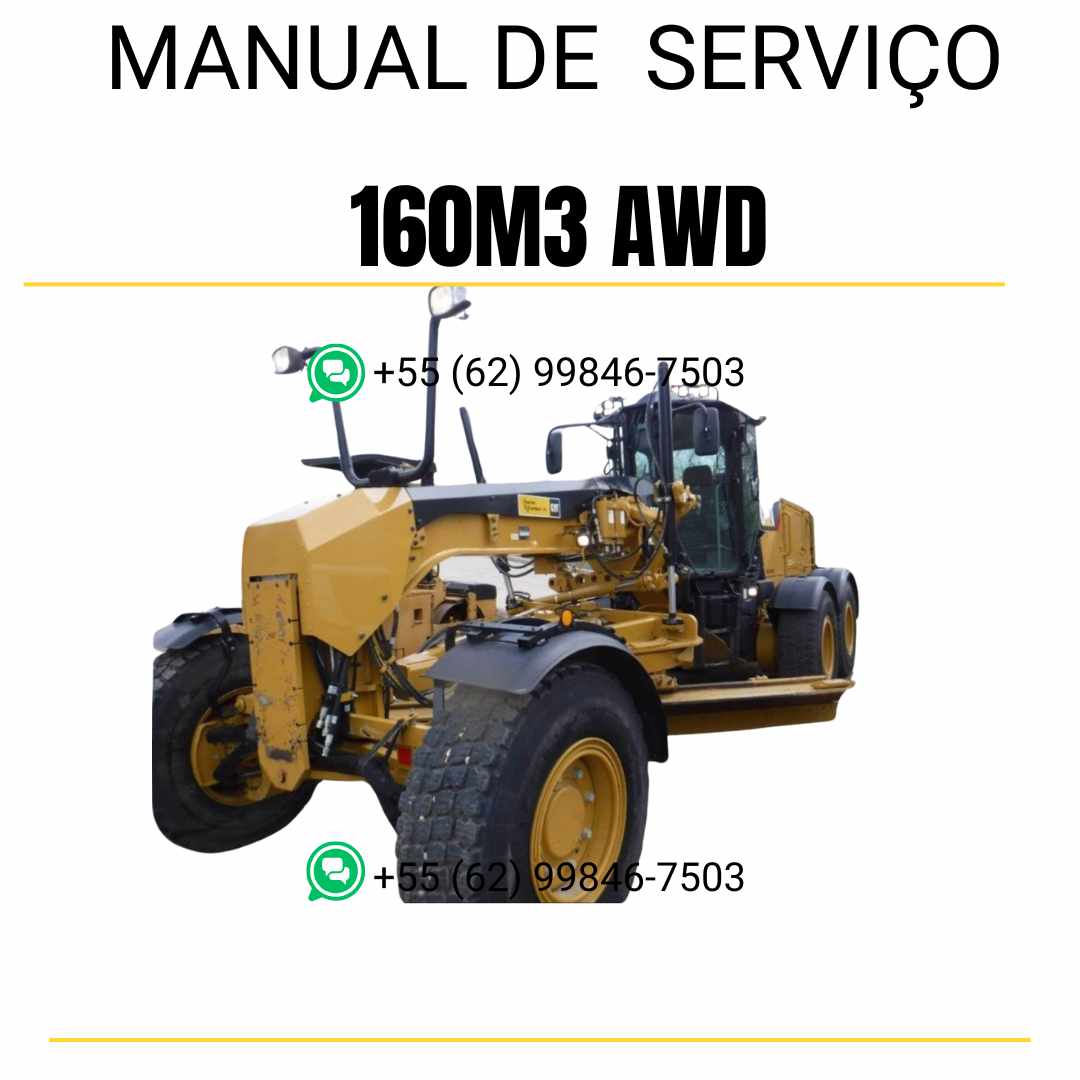 Manual de serviço CATERPILLAR 160M3 AWD para motoniveladora, em PDF, no idioma português, com informações detalhadas sobre operação e manutenção.