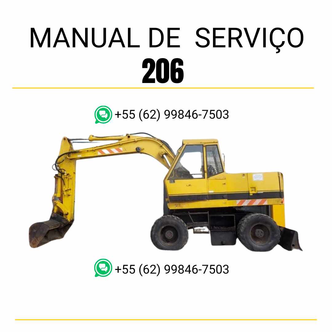 Manual de serviço CATERPILLAR 206 para escavadora, em PDF, no idioma português, com informações detalhadas sobre manutenção e operação.
