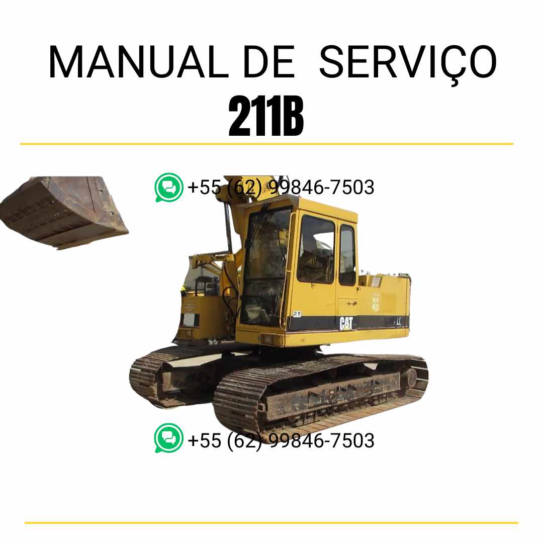 Manual de serviço CATERPILLAR 211B para escavadora, em PDF, no idioma português, com detalhes sobre manutenção e operação.