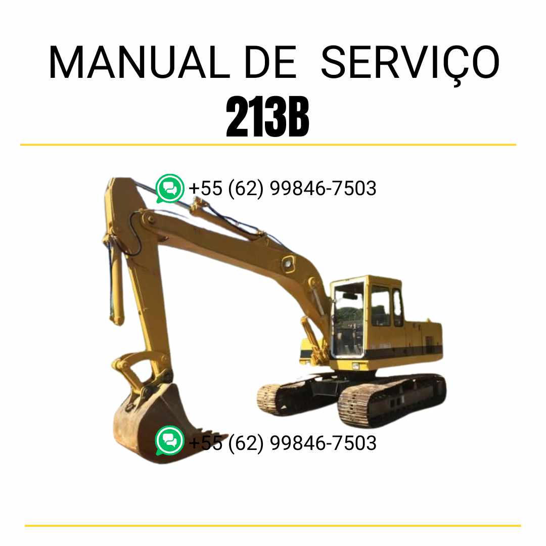 Manual de serviço CATERPILLAR 213B para escavadora, em PDF, no idioma português, com informações detalhadas sobre operação e manutenção.
