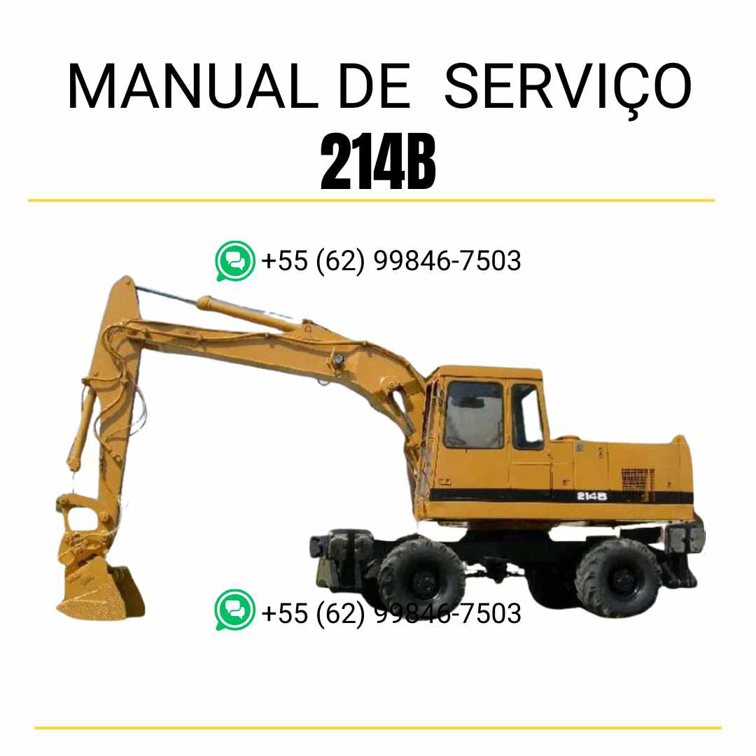 Manual de serviço CATERPILLAR 214B para escavadora, em PDF, no idioma português, com informações detalhadas sobre operação e manutenção.