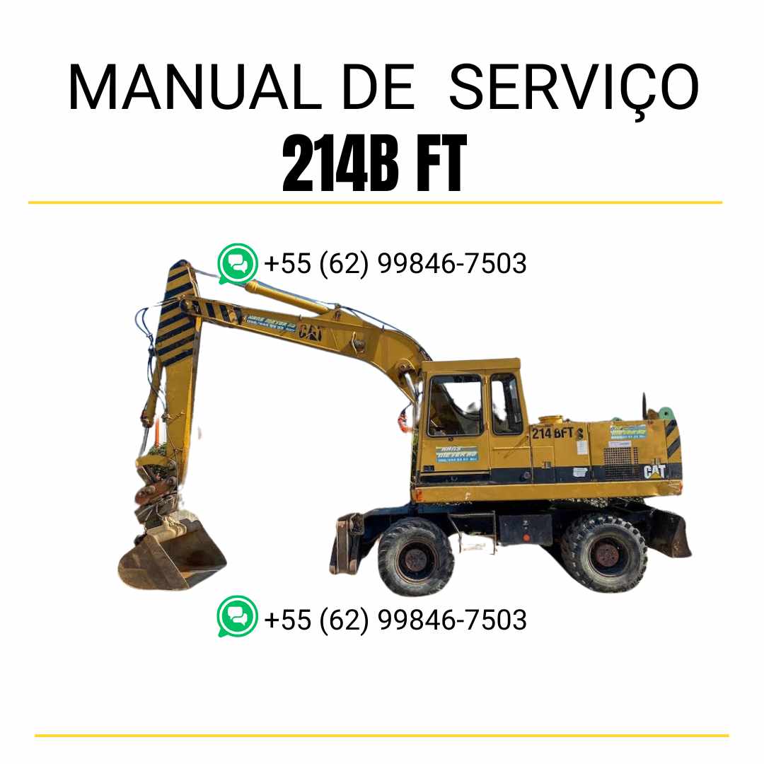 Manual de serviço CATERPILLAR 214B FT para escavadora, em PDF, no idioma português, com detalhes sobre manutenção e operação.