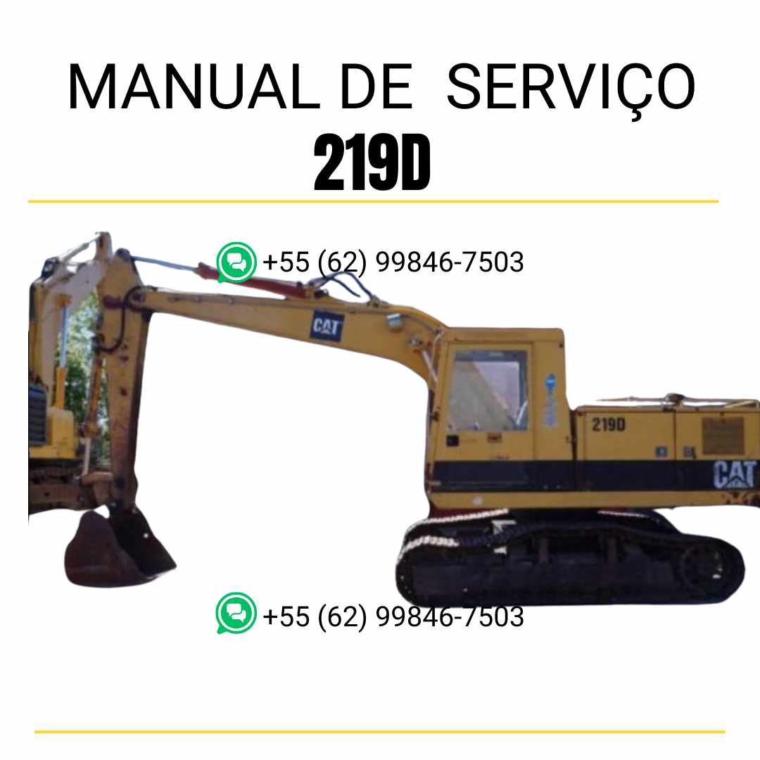 Manual de serviço CATERPILLAR 219D para escavadora, em PDF, no idioma português, com informações detalhadas sobre operação e manutenção.
