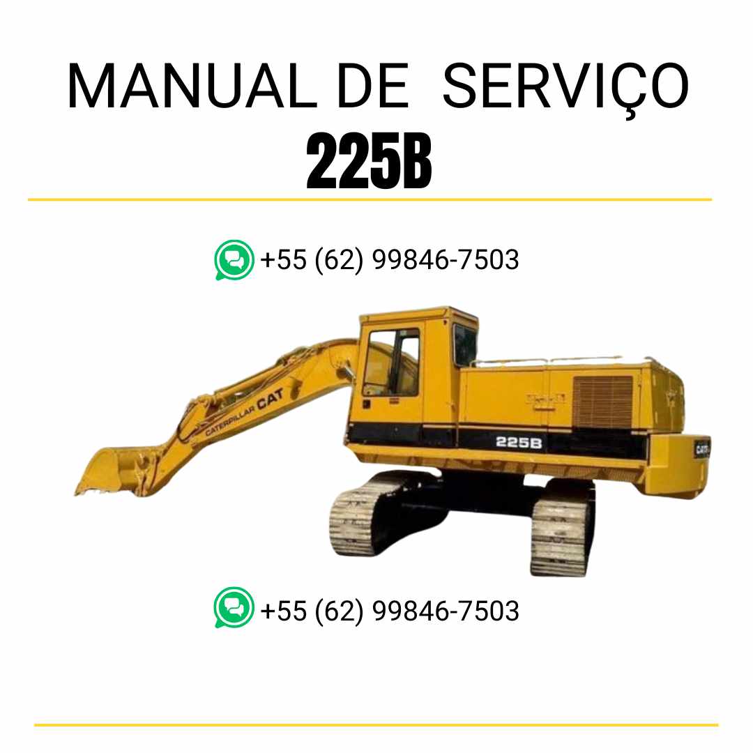Manual de serviço CATERPILLAR 225B para escavadora, em PDF, no idioma português, com informações detalhadas sobre operação e manutenção.