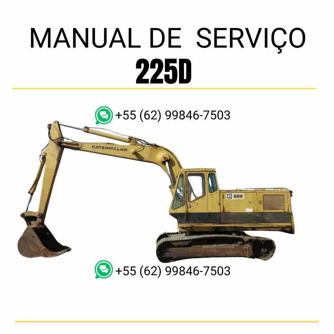 Manual de serviço CATERPILLAR 225D para escavadora, em PDF, no idioma português, com informações detalhadas sobre operação e manutenção.