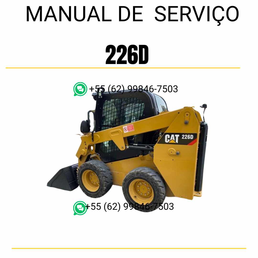 Manual de serviço CATERPILLAR 226D para mini carregadeira, em PDF, no idioma português, com informações detalhadas sobre operação e manutenção.