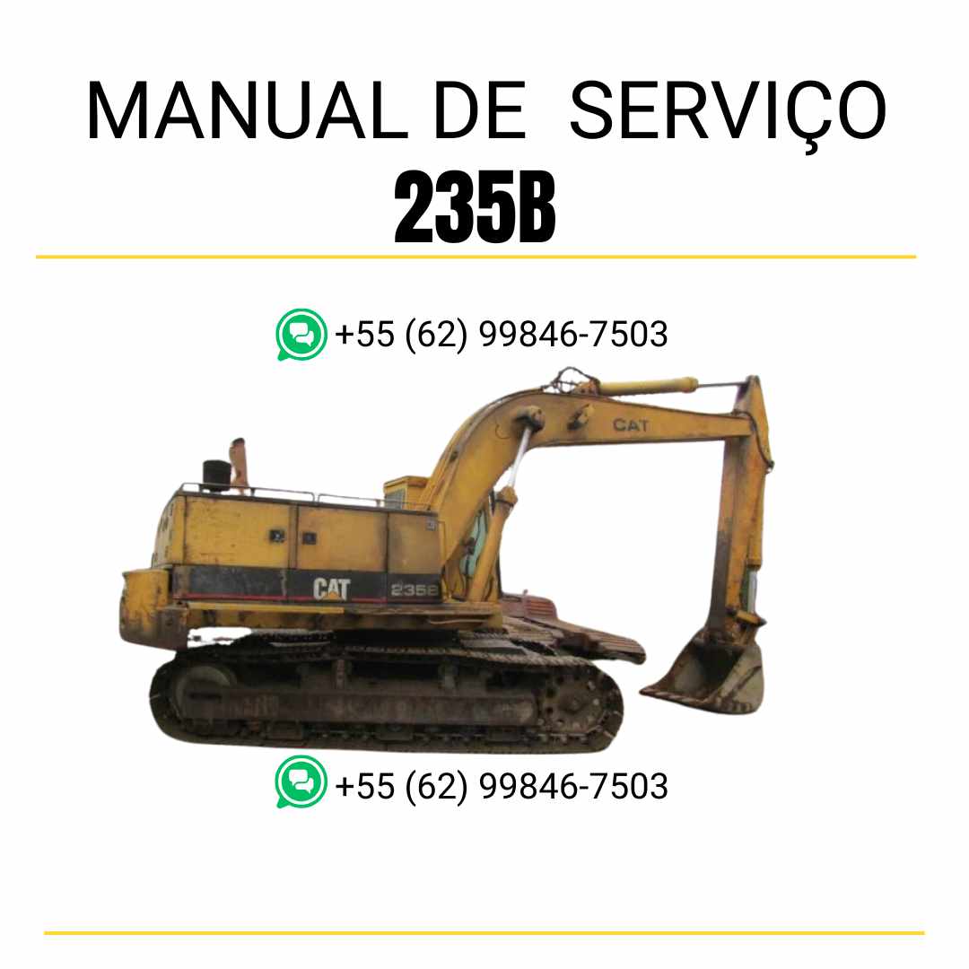 Manual de serviço CATERPILLAR 235B para escavadora, em PDF, no idioma português, com detalhes sobre operação e manutenção.