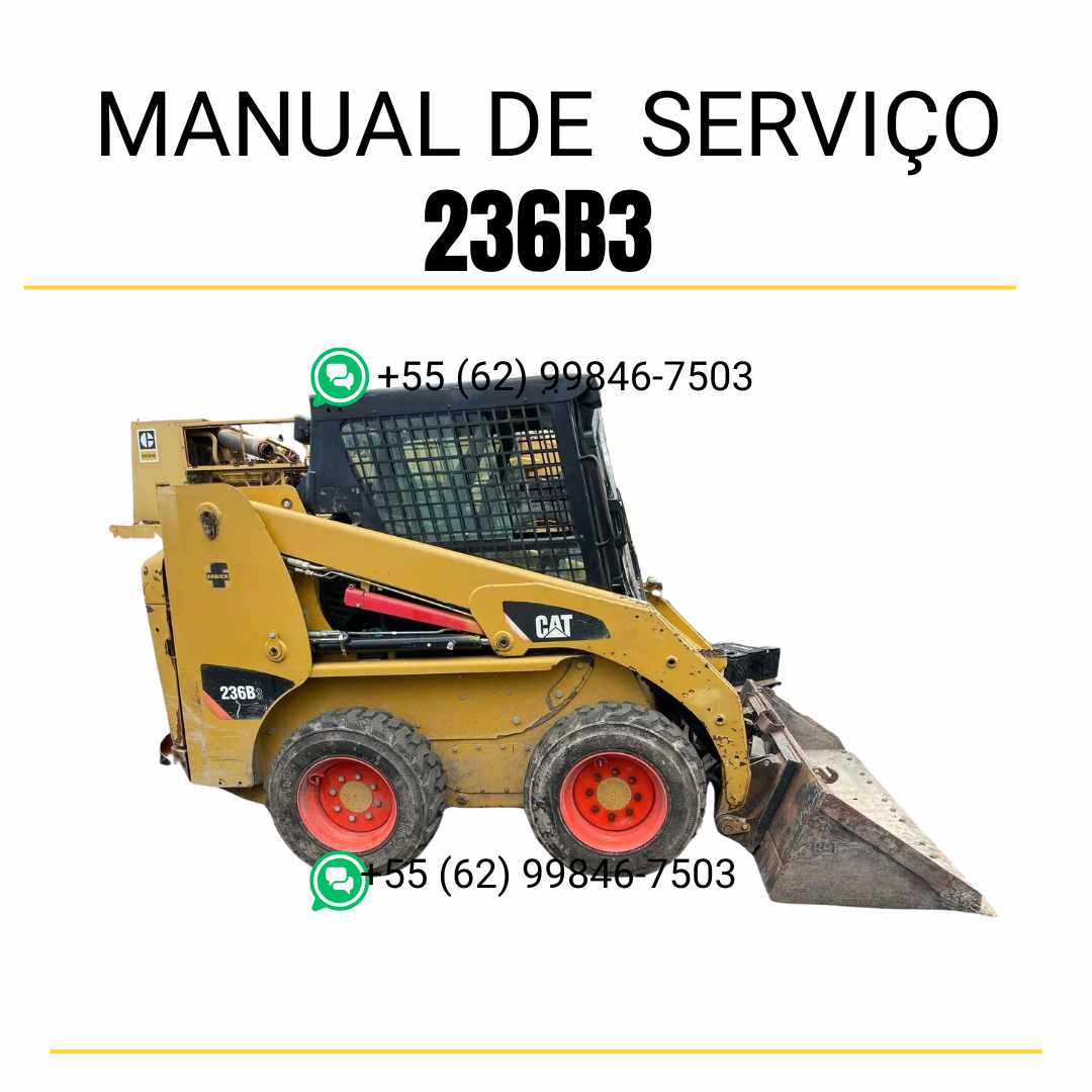 Manual de serviço CATERPILLAR 236B3 para mini carregadeira, em PDF, no idioma português, com informações detalhadas sobre operação e manutenção.