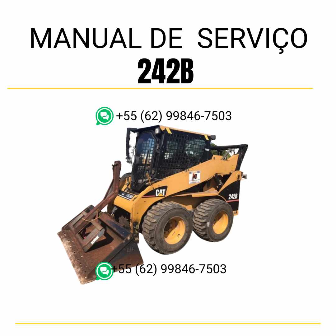 Manual de serviço CATERPILLAR 242B para mini carregadeira, com informações detalhadas sobre operação e manutenção.