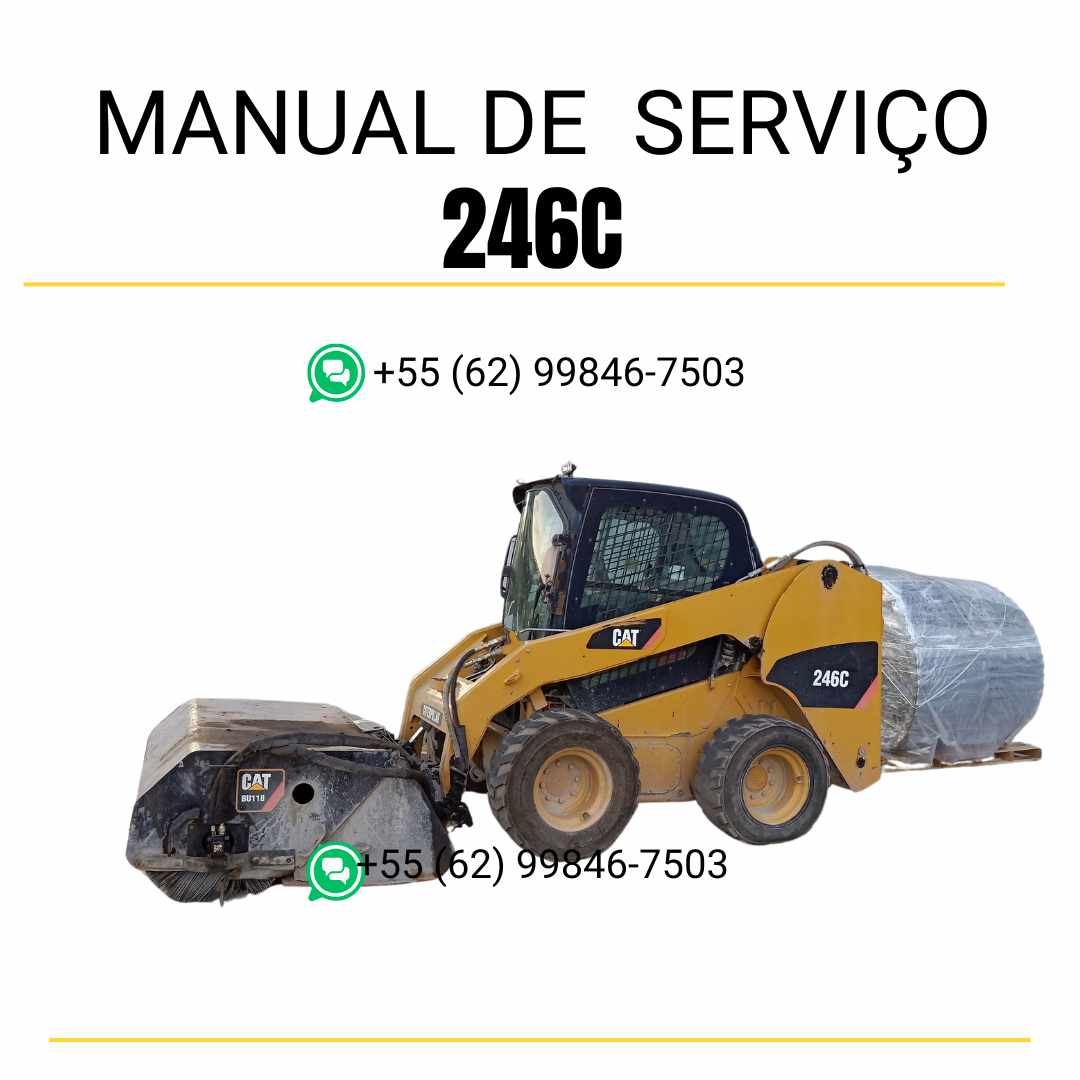 Manual de serviço CATERPILLAR 246C para mini carregadeira, em PDF, no idioma português, com informações detalhadas sobre operação e manutenção.