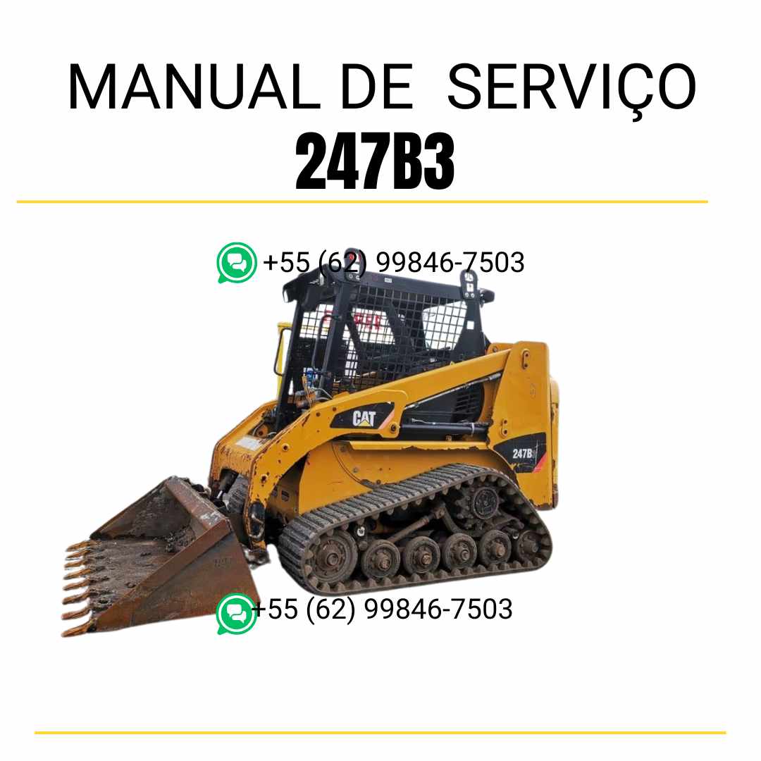 Manual de serviço CATERPILLAR 247B3 para mini carregadeira, PDF completo com instruções detalhadas em português.
