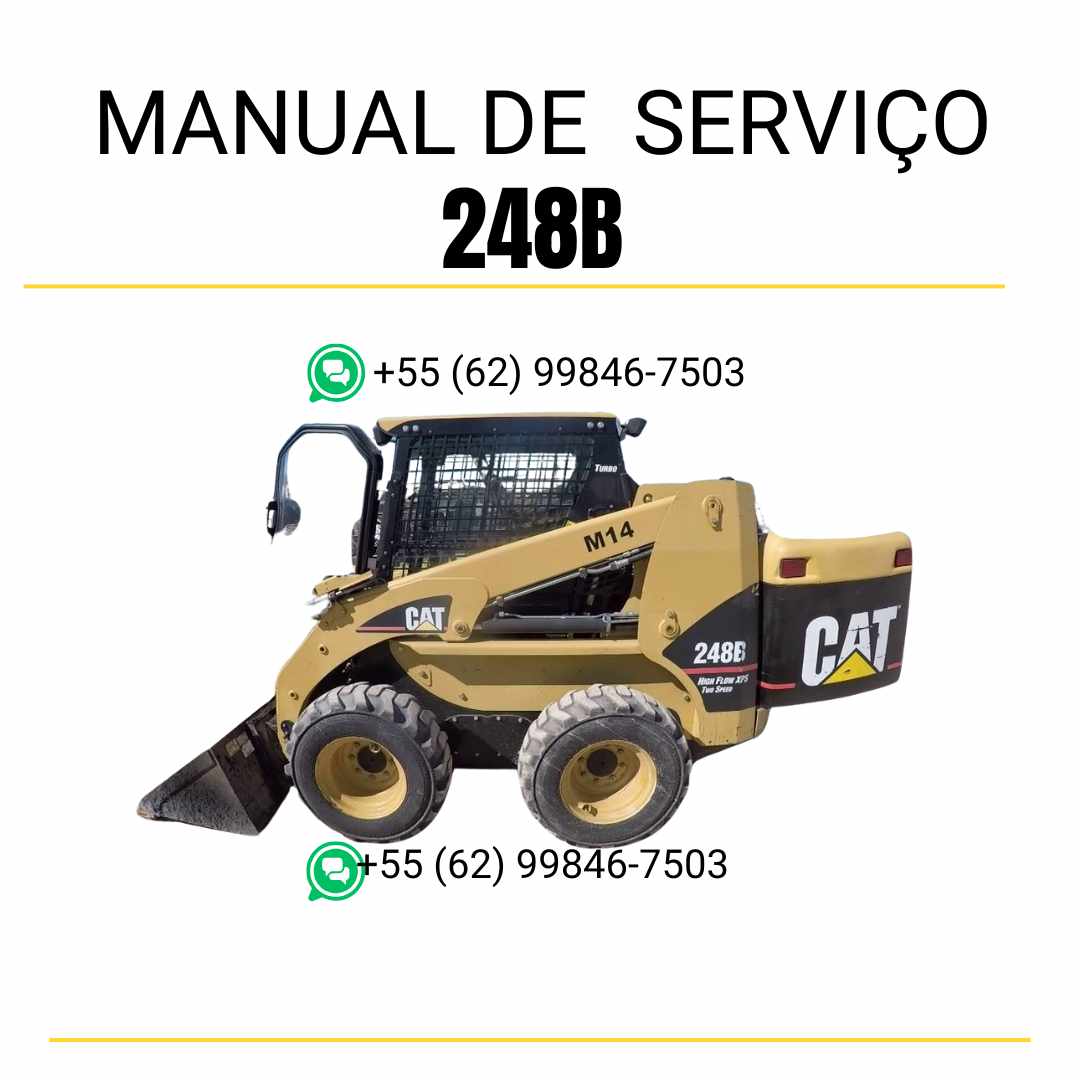 Manual de serviço CATERPILLAR 248B para mini carregadeira, PDF em português com instruções técnicas detalhadas.