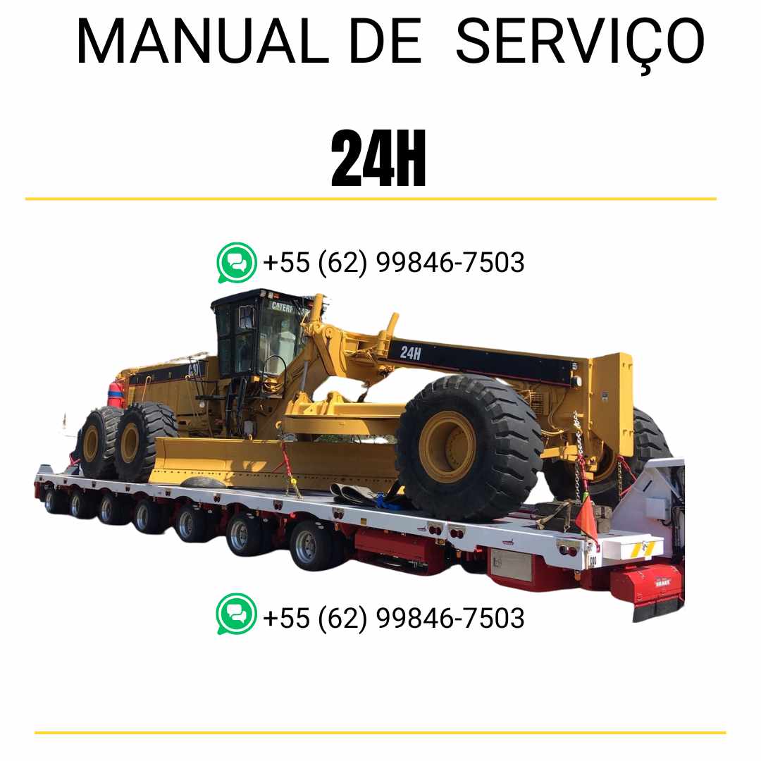 Manual de serviço CATERPILLAR 24H para motoniveladora, PDF em português com instruções detalhadas de operação e manutenção.