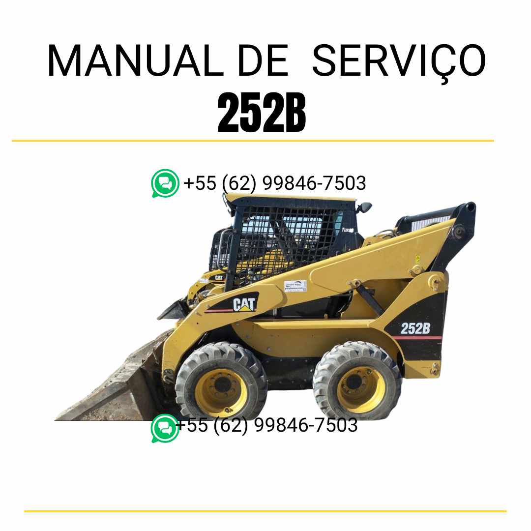 Manual de serviço CATERPILLAR 252B para mini carregadeira, PDF em português com instruções detalhadas de operação e manutenção.