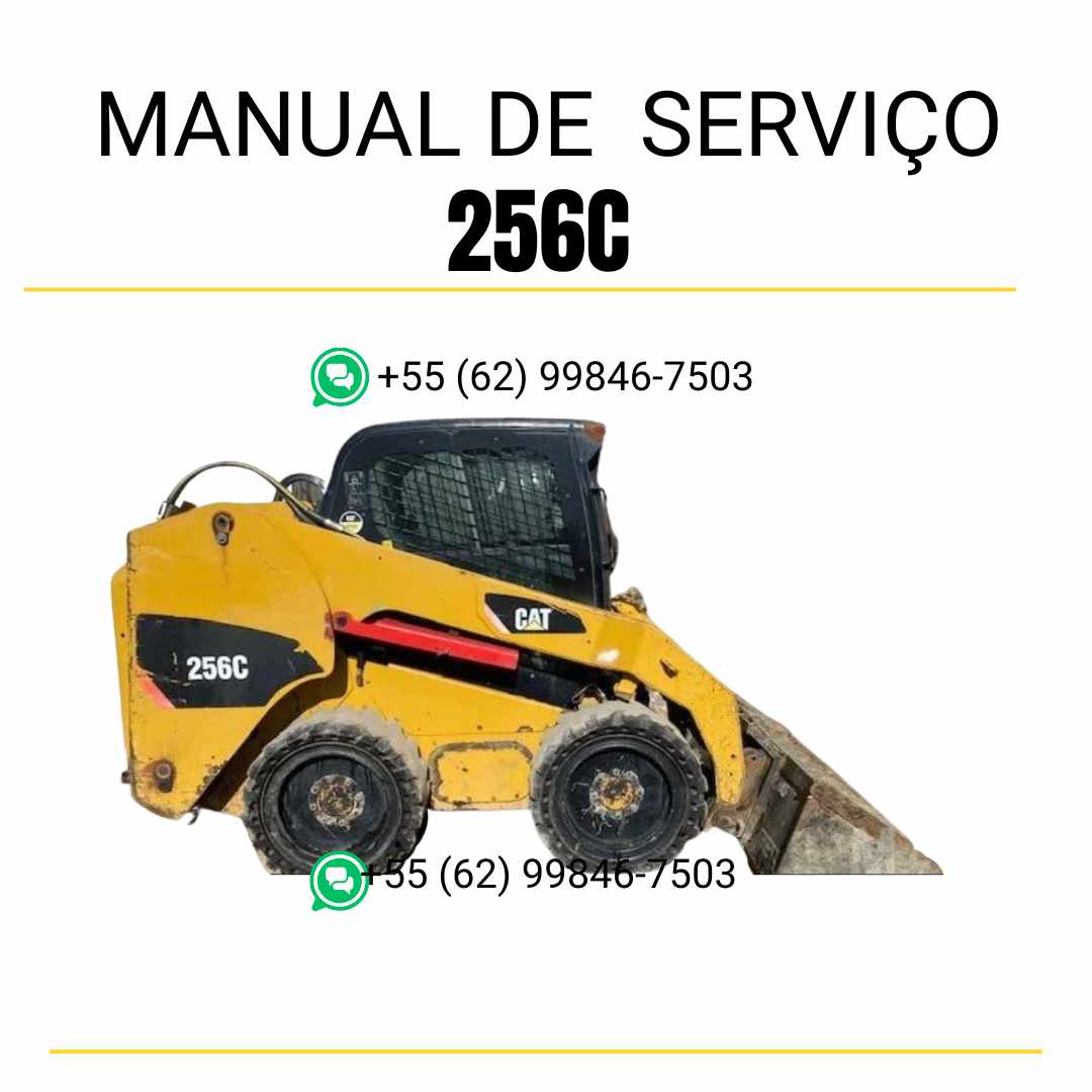 Manual de serviço CATERPILLAR 256C para mini carregadeira, PDF em português com instruções detalhadas de operação e manutenção.