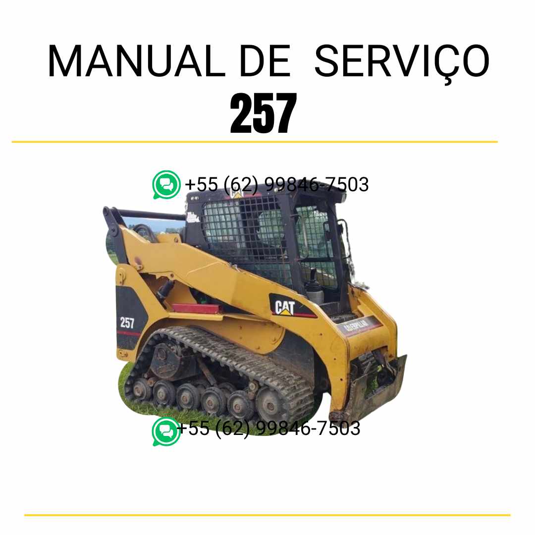 Manual de serviço CATERPILLAR 257 para mini carregadeira, PDF em português com instruções completas de manutenção e operação.